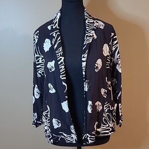 FOREVER 21 I LOVE H81 Black and White Open Front Jacket, Size Small